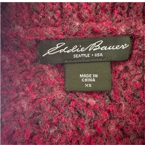 Eddie Bauer Women's‎ Knitted Open Front Wool Blend Cardigan, Burgundy Red, SZ XS - Picture 12 of 14